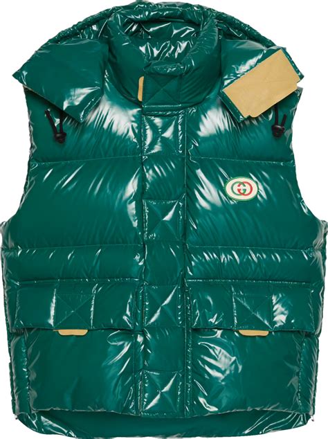 gucci green puffer vest|north face gucci vest.